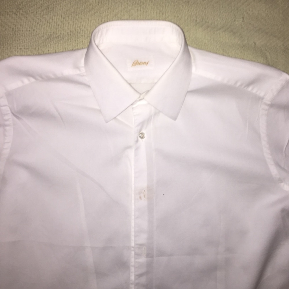 Brioni white button up dress shirt made in Italy